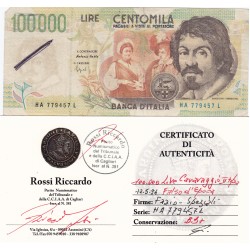 100000 LIRE CARAVAGGIO II TIPO 1994 FALSO D'EPOCA